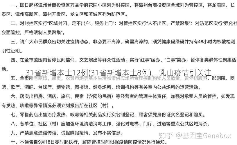 31省新增本土12例(31省新增本土8例)，乳山疫情引关注