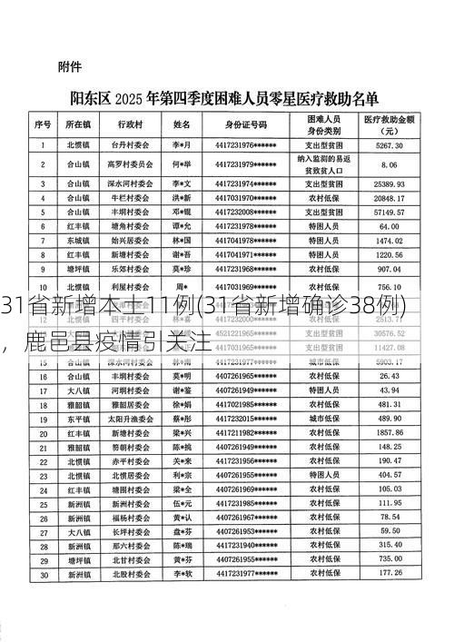 31省新增本土11例(31省新增确诊38例)，鹿邑县疫情引关注