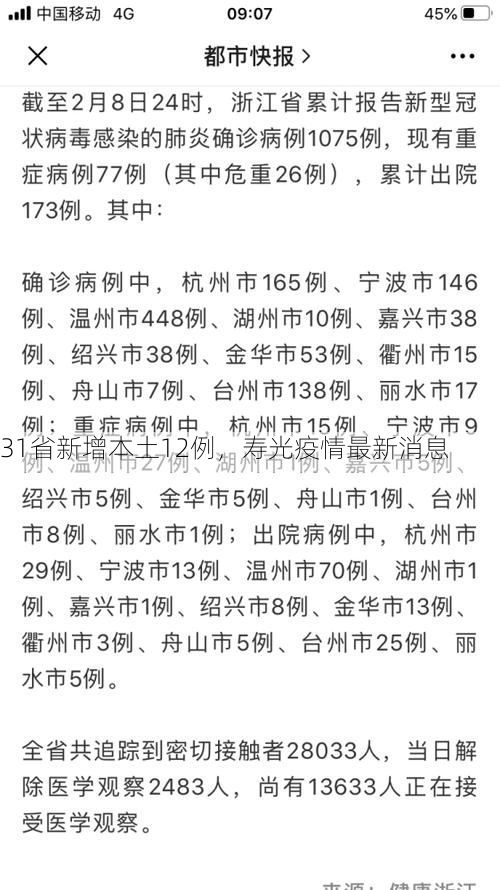 31省新增本土12例，寿光疫情最新消息