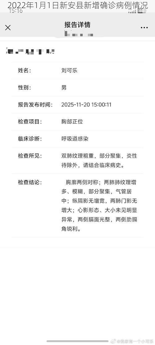 2022年1月1日新安县新增确诊病例情况