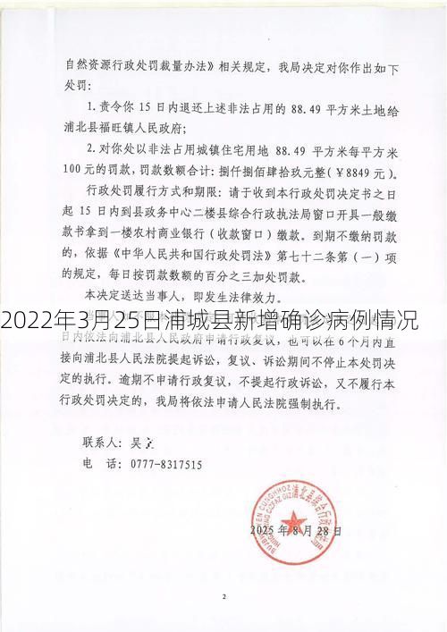 2022年3月25日浦城县新增确诊病例情况