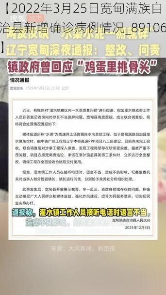 【2022年3月25日宽甸满族自治县新增确诊病例情况_89106】